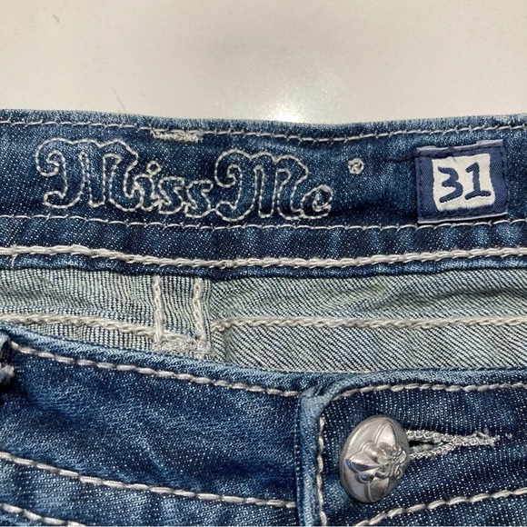 MISS ME Sz 31 Signature Boot Rhinestones Embellished  Mid-Rise Jeans - Picture 13 of 15